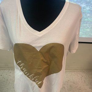 white & gold faded glory thankful xxl shirt